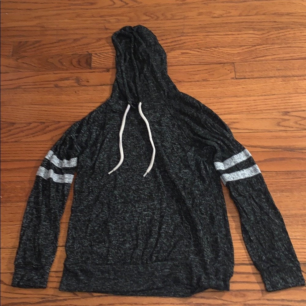 cute varsity striped long sleeve hoodie!!